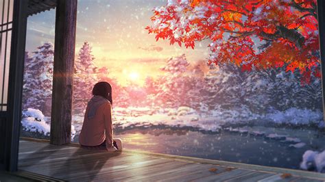 Anime, Scenery, Autumn, Sunset, 4K, 3840x2160, #53 Wallpaper PC Desktop