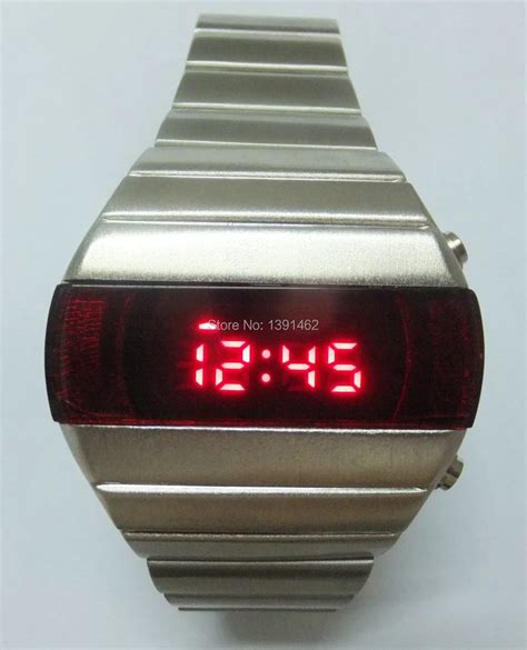 Retro Led Watch Luxury man Watch Metal 70's Fashion Vintage Digital Watch Display Date Alrm ...