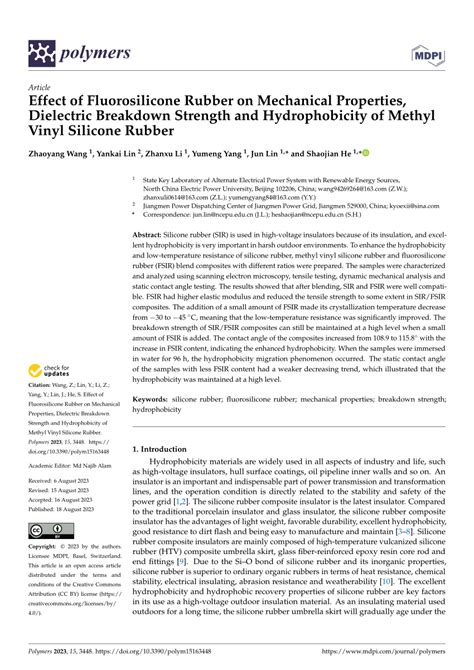 (PDF) Effect of Fluorosilicone Rubber on Mechanical Properties, Dielectric Breakdown Strength ...