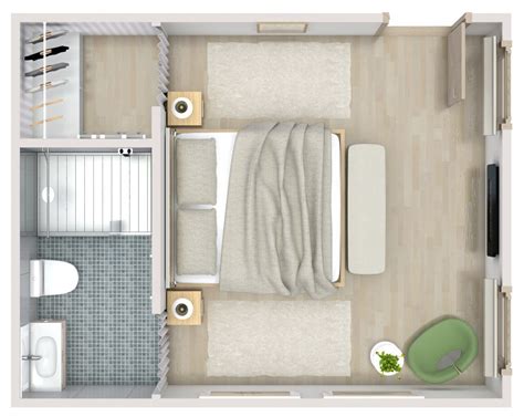 Neutral Color Hotel Room Floor Plan