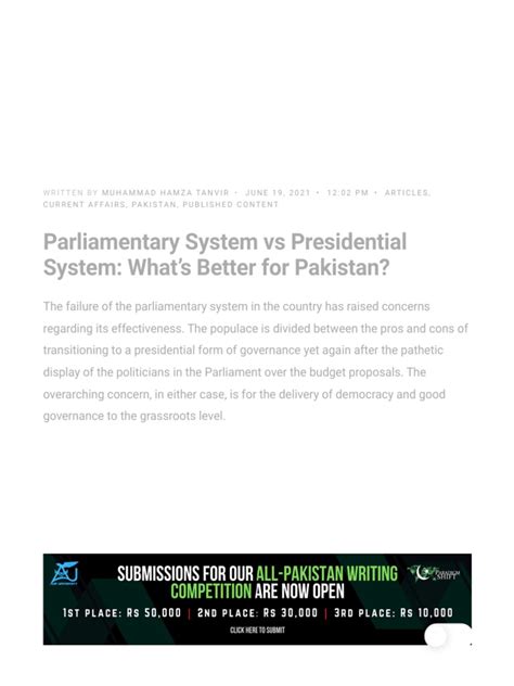 Parliamentary System Vs Presidential System - Paradigm Shift | PDF