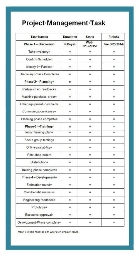 10+ Task List Templates | Word, Excel & PDF Templates | Word template, List template, Task list