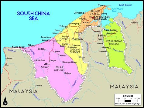 Brunei Political Wall Map | Maps.com.com