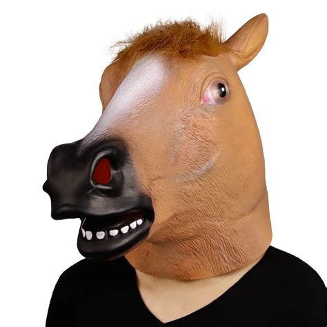 Halloween Brown Creepy Horse Head Cosplay Mask - AllCosplay.com