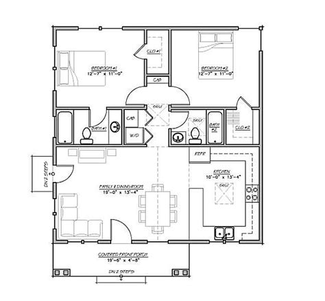 Craftsman House Plan 485-2: Small Open Floor Plan