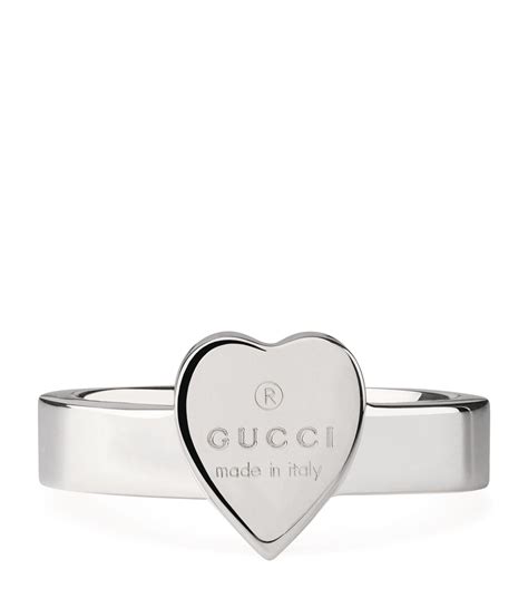 Gucci Silver Trademark Heart Ring | Harrods UK