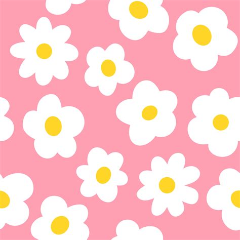 Pink Cartoon Flowers Background, Seamless Pattern EPS Vector. Simple Modern Abstract Summer ...