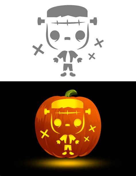 Printable Kawaii Monster Pumpkin Stencil