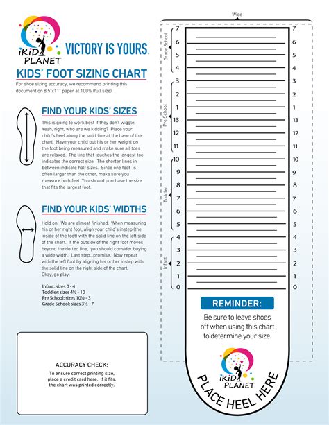 Printable Shoe Size Chart - Kids Shoes In Canada & USA | IKid Planet