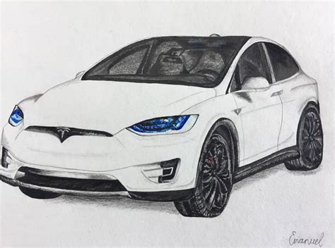 Portfolio Drawing - Tesla Model X - EMANUEL SCHWEIZER