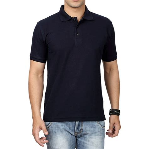 Navy Blue Plain Collar Polo T-shirt - Tanshar