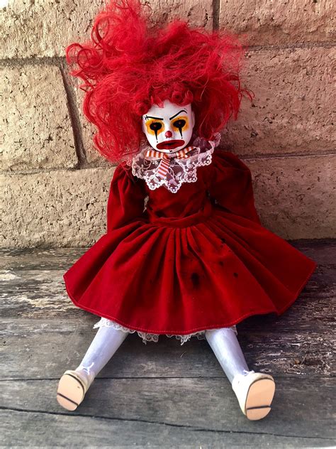 OOAK Sitting Red Clown Creepy Horror Doll Art by Christie Creepydolls - Walmart.com - Walmart.com