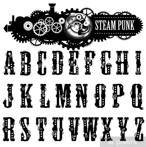 Wall Mural Steampunk Font, illustration. - PIXERS.UK