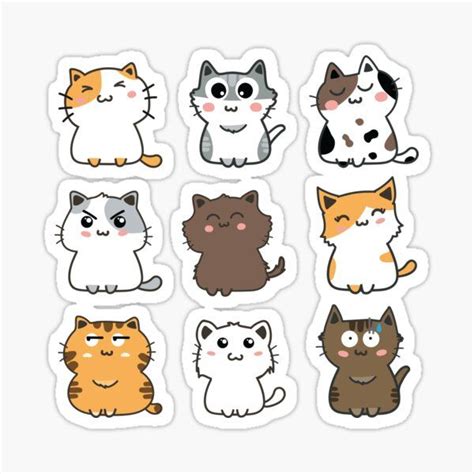 'Cute Cartoon Cats Sticker Set 2' Sticker by CafePretzel in 2021 | Cat sticker set, Cat stickers ...