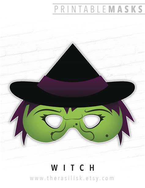 Witch Printable Halloween Face Mask DIY Costume Witch Wicked Witch Wizard of Oz Party Mask Paper ...