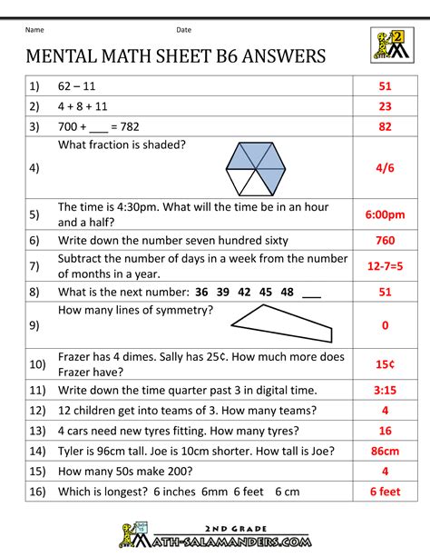 Mental Math 2nd Grade