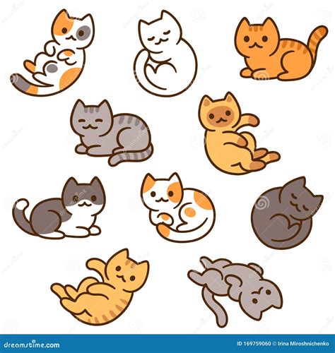 Cute cartoon cat set stock vector. Illustration of design - 169759060