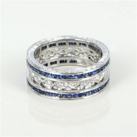 Sapphire & diamond filigree eternity ring