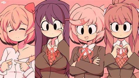 Here's a wallpaper version of the Dokis : DDLC