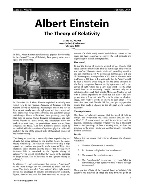 Einstein's Theory Of General Relativity