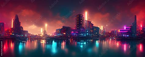 Cyberpunk neon city night. Futuristic city scene in a style of pixel art. Backdrop. Wallpaper ...