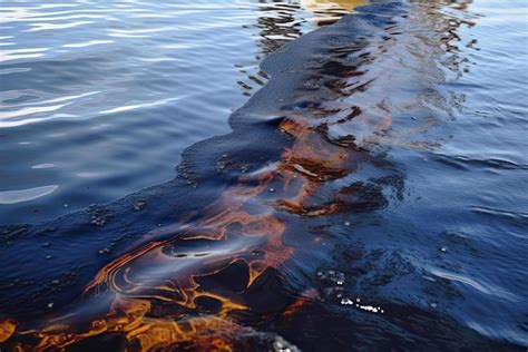 Oil leak from Ship , Oil spill pollution polluted water surface. water pollution as a result of ...