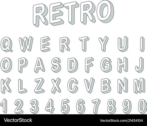 Retro style 3d font clipart letters and digits Vector Image