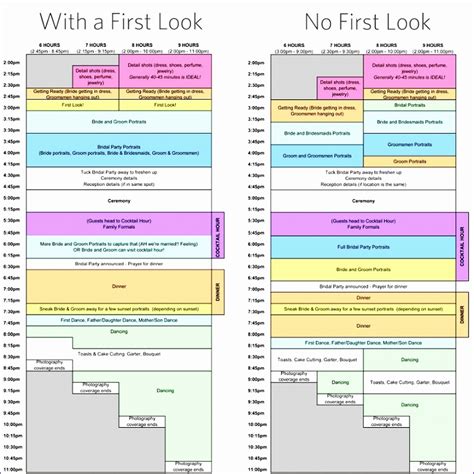 Wedding Day Schedule Template Excel