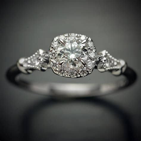 Platinum Diamond Halo Engagement Ring 0.50ct 0.45ct or 0.30ct - Etsy