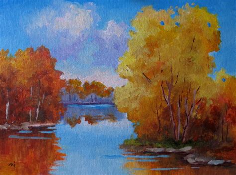 Nel's Everyday Painting: Fall, Lakeside 2