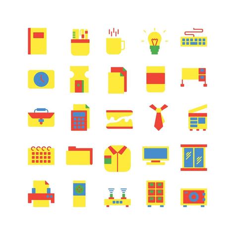 Office icon set flat color icon collection. Containing icons. 38459542 ...