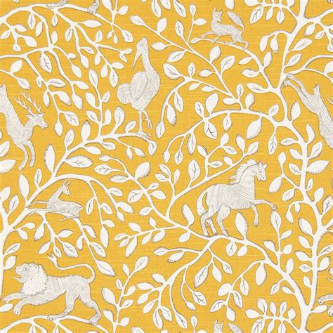 Yellow Animal Upholstery Fabric with Lions ON SALE