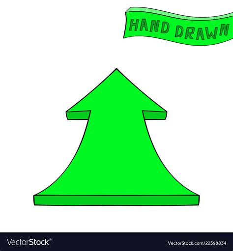 Green arrow up sign hand drawn sketch Royalty Free Vector