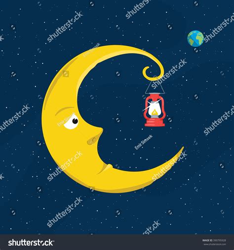 Cartoon Illustration Man On Moon Stock Vector (Royalty Free) 390795928 | Shutterstock