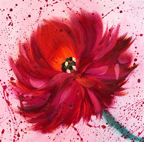 Kimberly Conrad Daily Paintings: Red Peony, Abstract Flower Painting, Splatter Painting, Fine ...