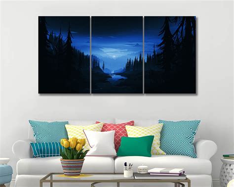 Canvas Night sky Landscape Wall decor Minimalism wall art | Etsy