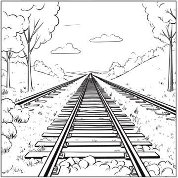 Railroad Tracks Coloring Page PNG, Vector, PSD, and Clipart With Transparent Background for Free ...