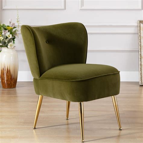 Wingback Accent Chairs for Living Room, Modern Cushion Small Velvet Sofa Chair for Bedroom Bar ...