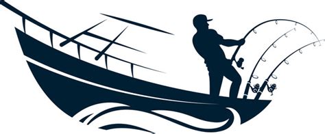 River fishing boat and fisherman silhouette Vector Image