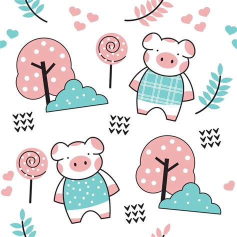 Cute baby pig cartoon pattern 5254033 Vector Art at Vecteezy