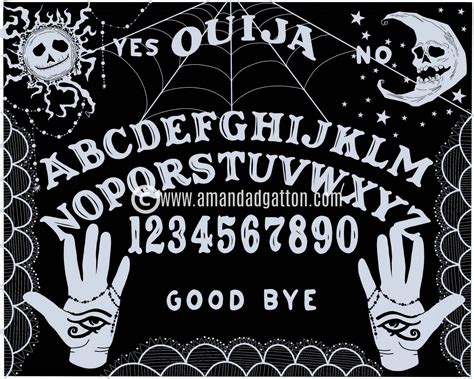 Black Occult Themed Ouija Board Ouija Board Art Print