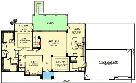 Sprawling Craftsman-Style Ranch House Plan on Walkout Basement - 890133AH | Architectural ...