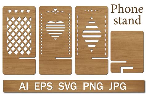 Phone stand template with cut-out pattern, set, laser cut By ...