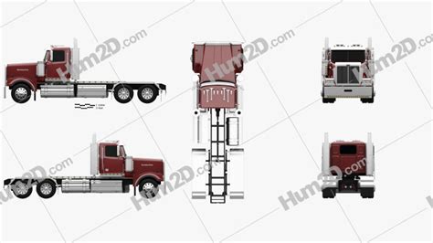 Western Star 4900 EX Tractor Truck 2008 Blueprint in PNG - Download Vehicles Clip Art Images