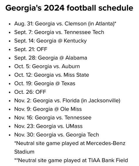 Georgia Bulldogs 2024 Football Schedule - Astra Candace