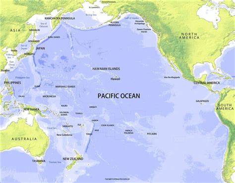 3 Free Printable World Map with Pacific Ocean Map in PDF | World Map With Countries