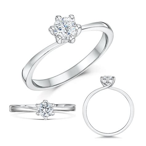 9ct White Gold Half Carat Diamond Solitaire Engagement Ring - White Gold Rings at Elma UK Jewellery