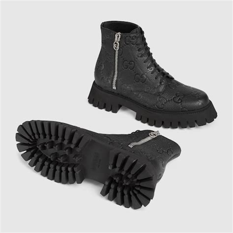 Men's GG leather boot in Black Leather | GUCCI® SI