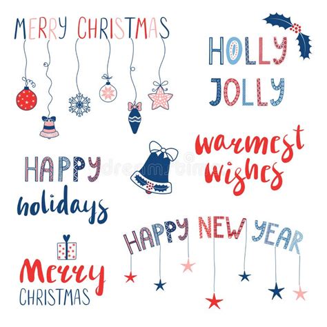 Christmas and New Year Quotes Set Stock Vector - Illustration of gift, happy: 104830665