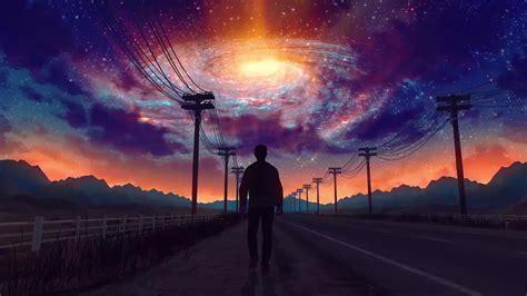 Man Walking Galaxy Live Wallpaper - WallpaperWaifu